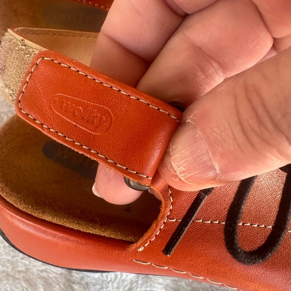 Wolky Orange Leather Women's Sandals - Picture 4 of 10